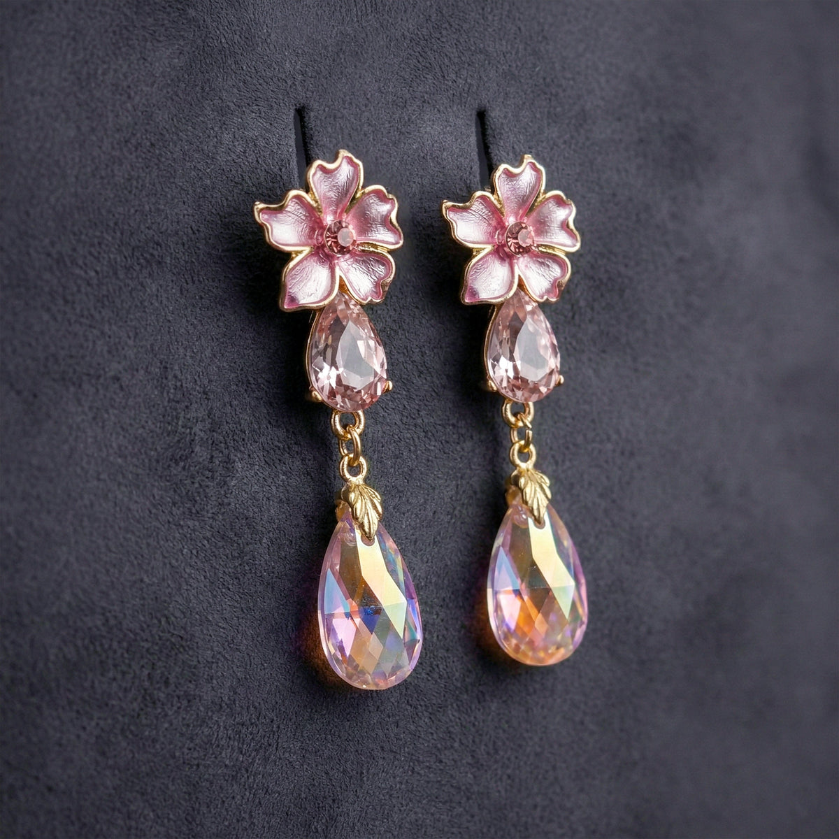 Blush Bloom Crystal Drop Earrings jewellery product view 1