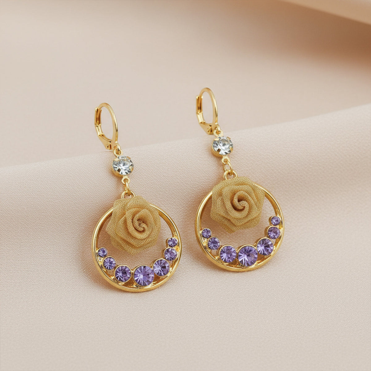 Lavender Luxe Rose Earrings jewellery product view 2