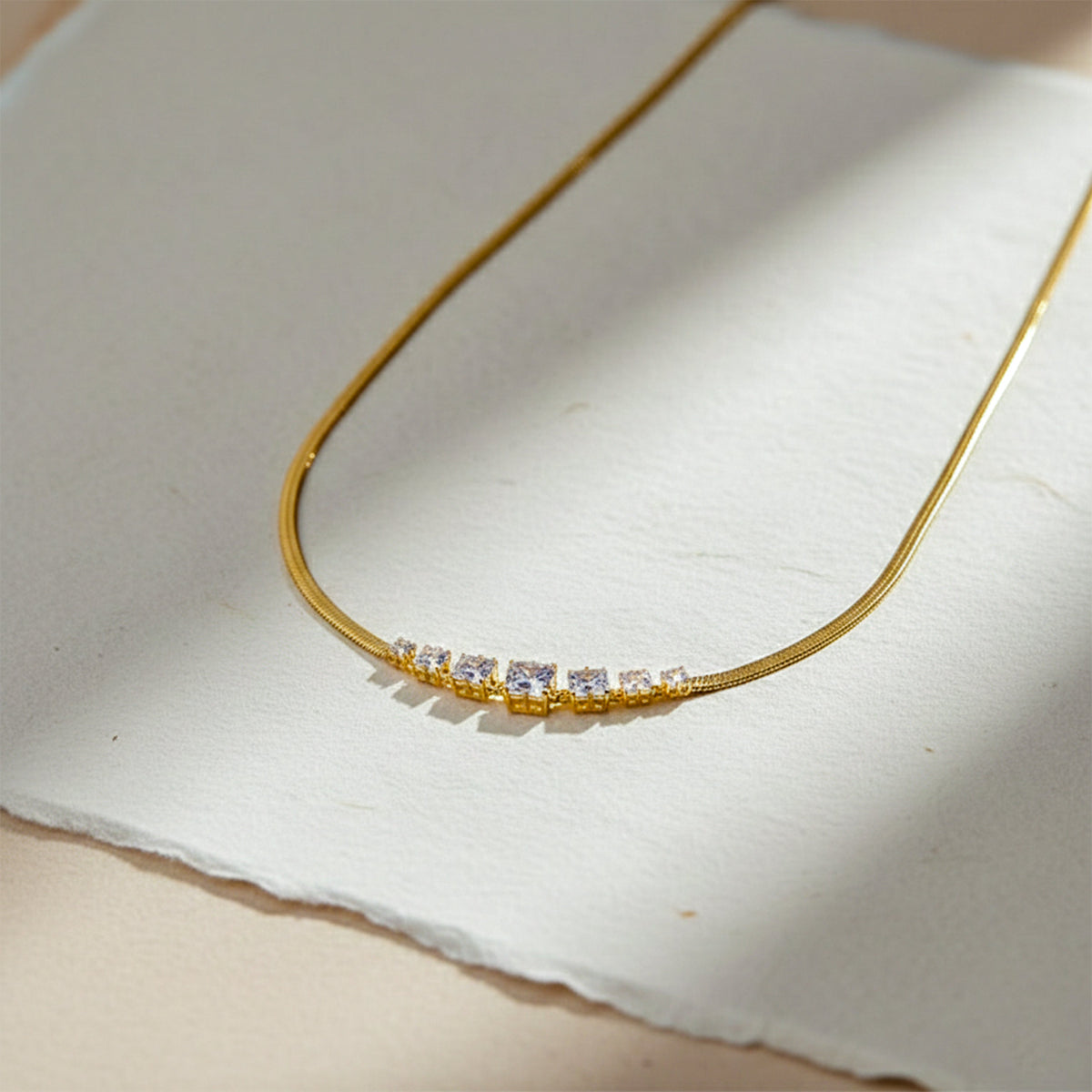 Celeste Diamond Curve Gold Necklace jewellery product view 3