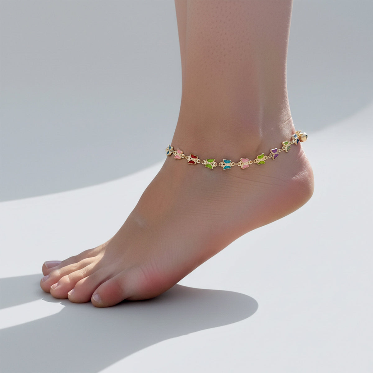 Luxe Multicolor Butterfly Charm Anklet jewellery product view 3