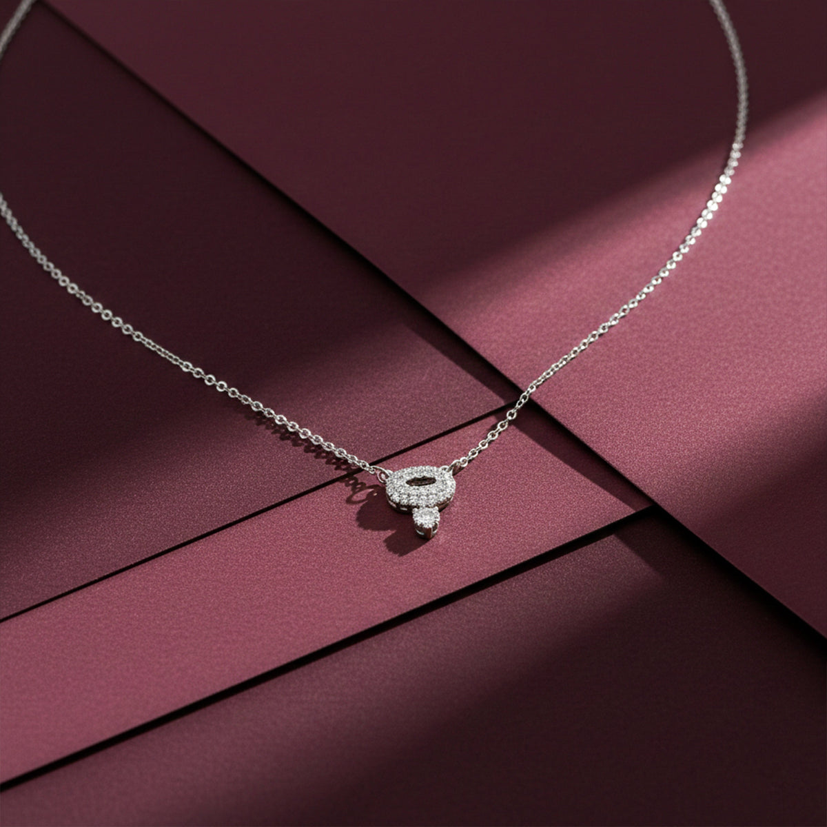 Luxury Halo Diamond Silver Necklace jewellery product view 2
