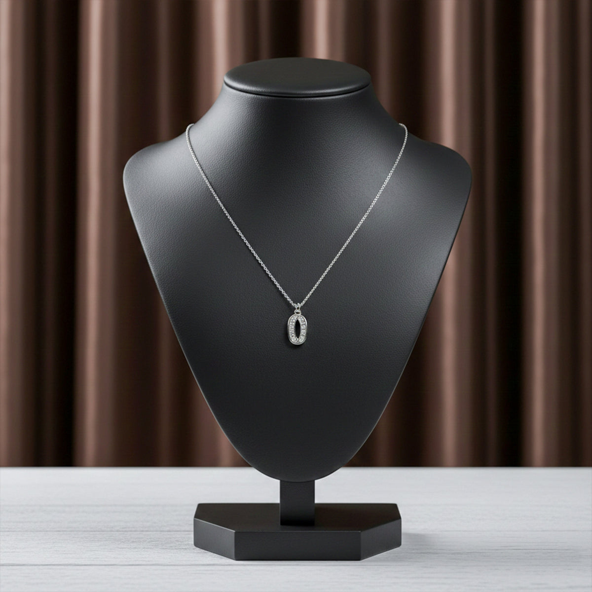 Luxe Oval Crystal Pendant Necklace jewellery product view 4