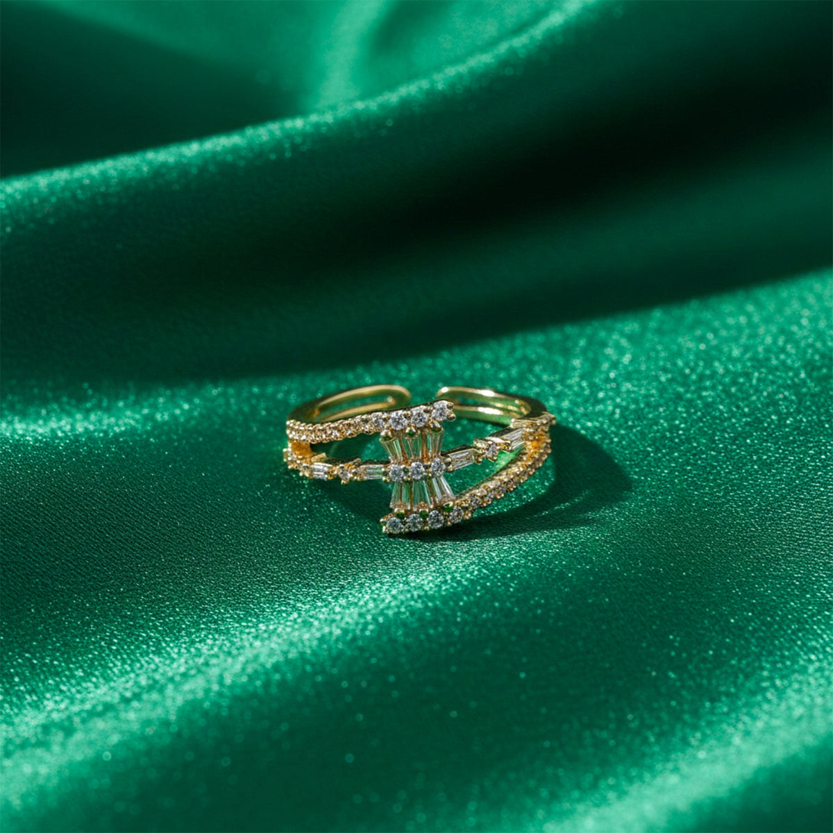 Regal Sparkle Criss-Cross Band Ring jewellery product view 2