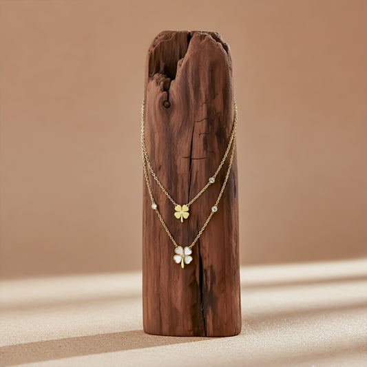 Minimal Clover Pendant Layered Necklace jewellery product view 1