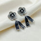Black Enamel Blossom Drop Earrings jewellery product view 3