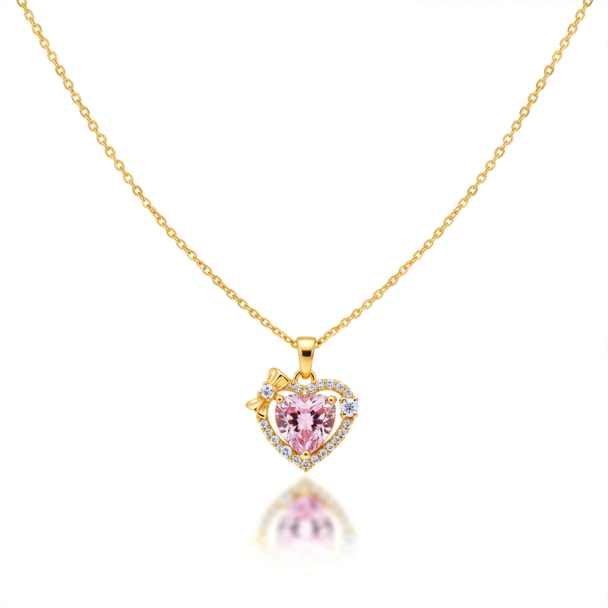 Pink Heart Gemstone Pendant Necklace jewellery product view 6