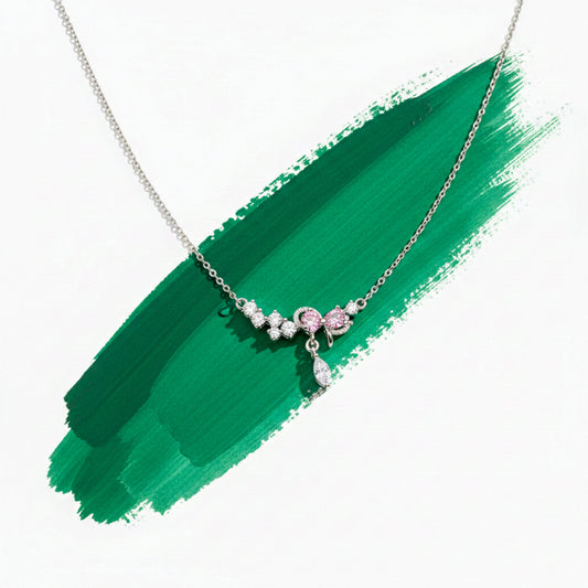 Roselle Diamond Drop Silver Necklace jewellery product view 1