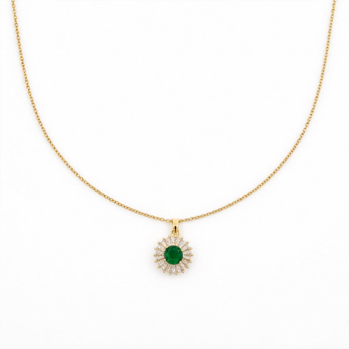 Luxpenny Emerald Halo Gold Pendant Necklace jewellery product view 4