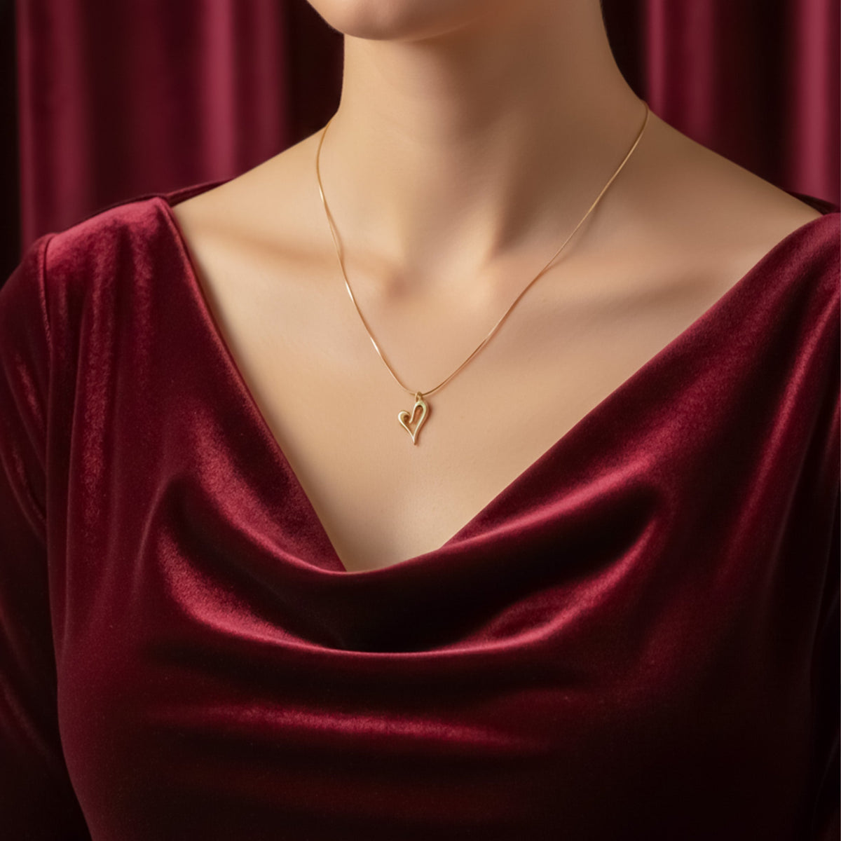 Romantic Gold Heart Pendant Necklace jewellery product view 3
