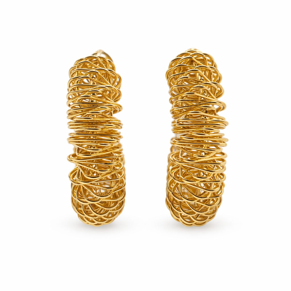 Spiral Gold Hoop Earrings jewellery product view 4