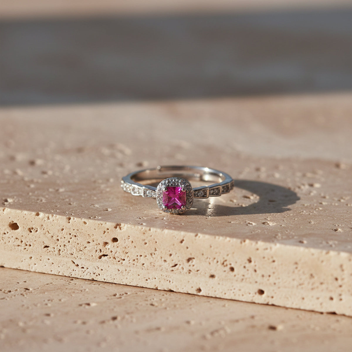 Rose Royale Pink Halo Ring jewellery product view 1