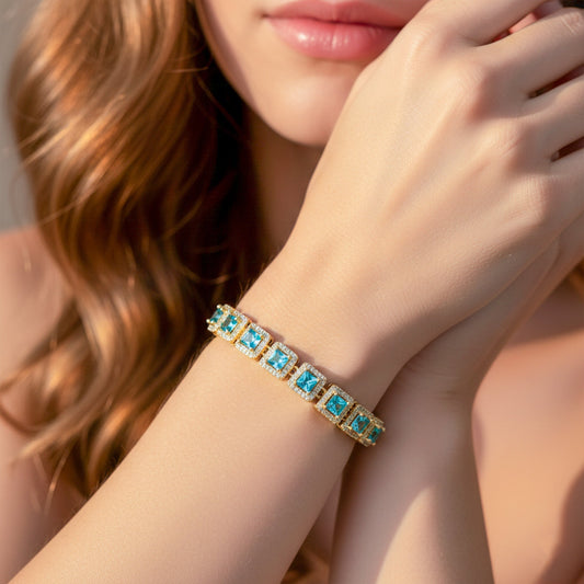 Turquoise Diamond Frame Bracelet jewellery product view 2