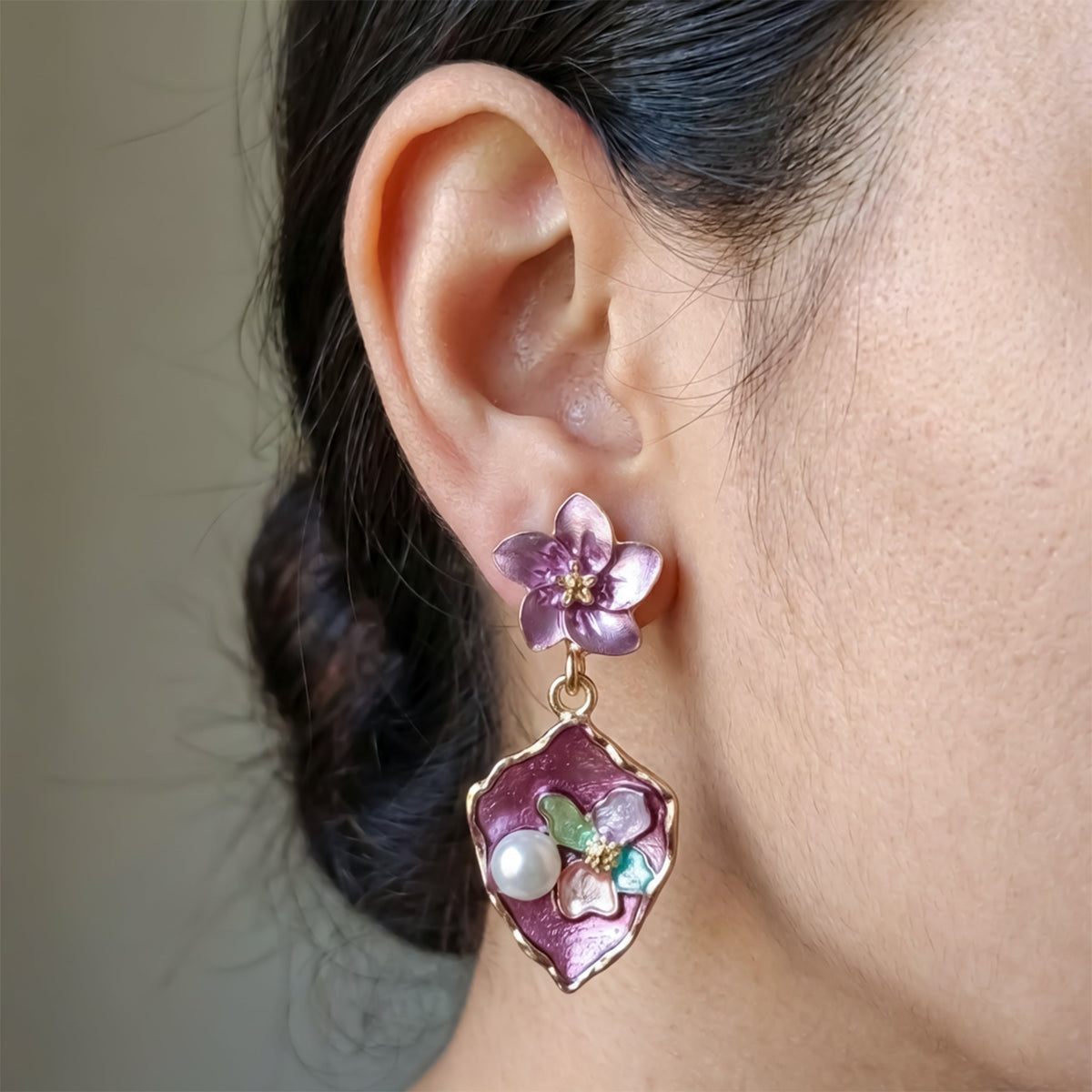Amethyst Bloom Earrings jewellery product view 2