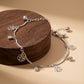 Silver Flower Charm Anklet with Beads jewellery product view 1