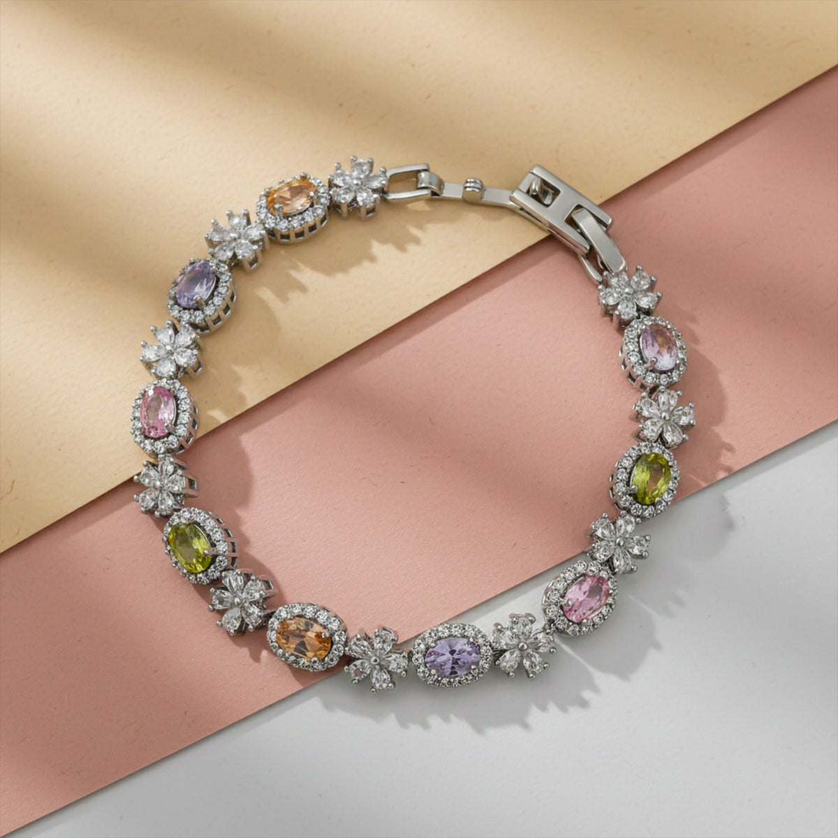 Regal Rainbow Gemstone Luxury Bracelet jewellery product view 1