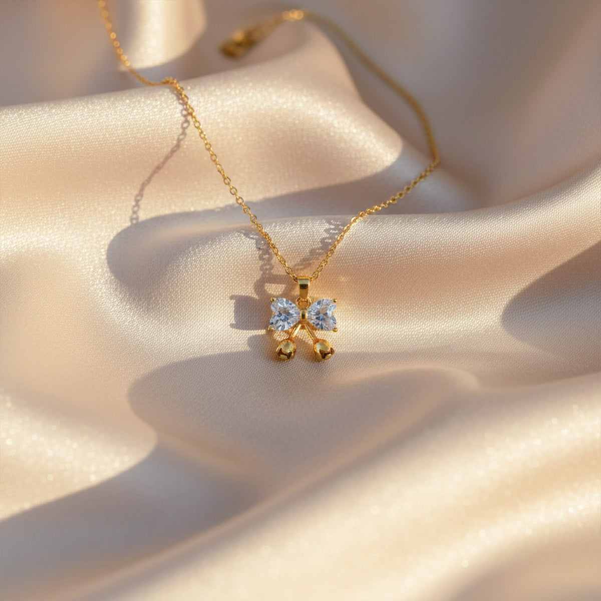 Princess Crystal Bow Pendant Necklace jewellery product view 2