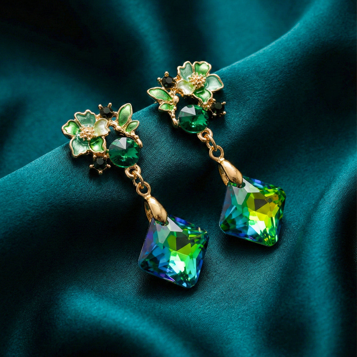 Velvet Emerald Luxe Earrings jewellery product view 2
