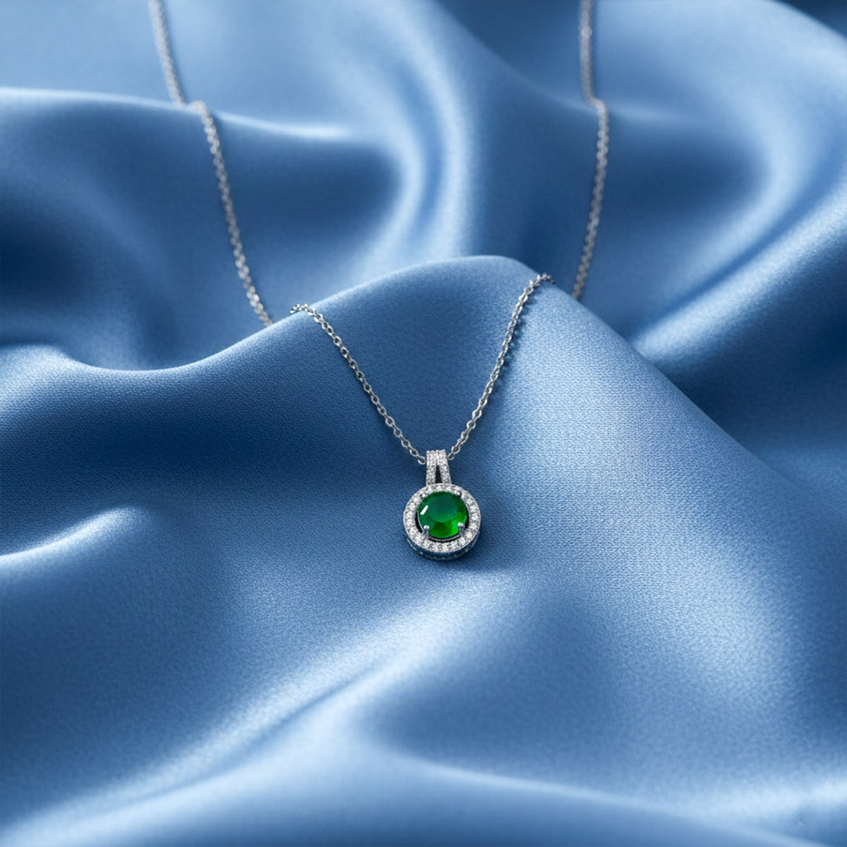 Imperial Emerald Halo Necklace jewellery product view 2