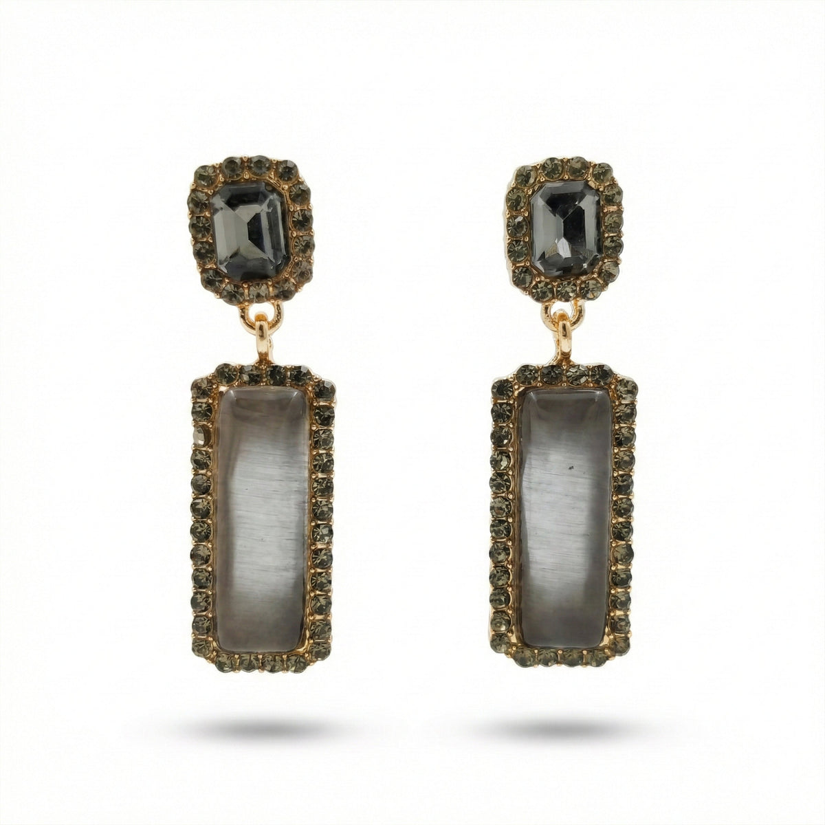 Chic Grey Crystal Statement Earrings jewellery product view 6