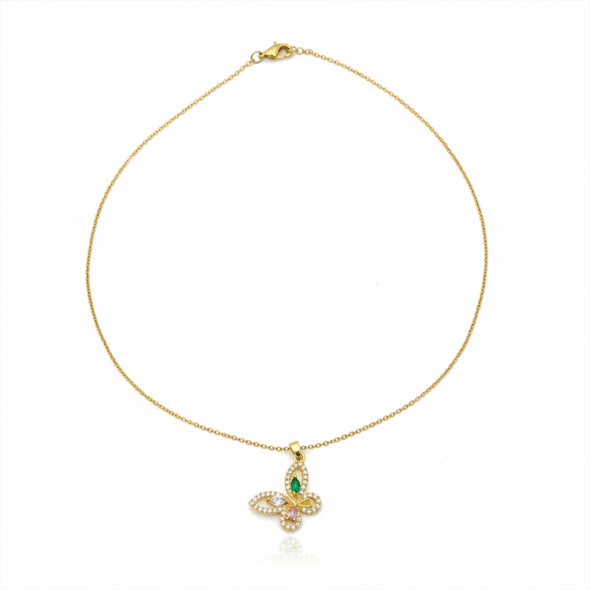 Vintage Emerald Butterfly Pendant Necklace jewellery product view 4