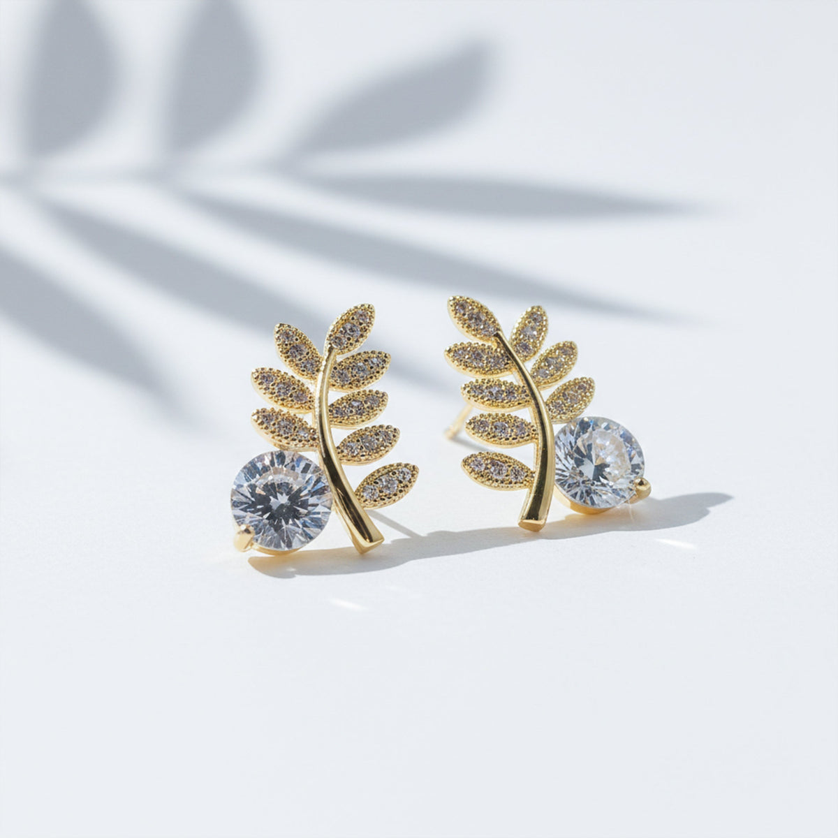 Leaf Solitaire Earrings jewellery product view 6