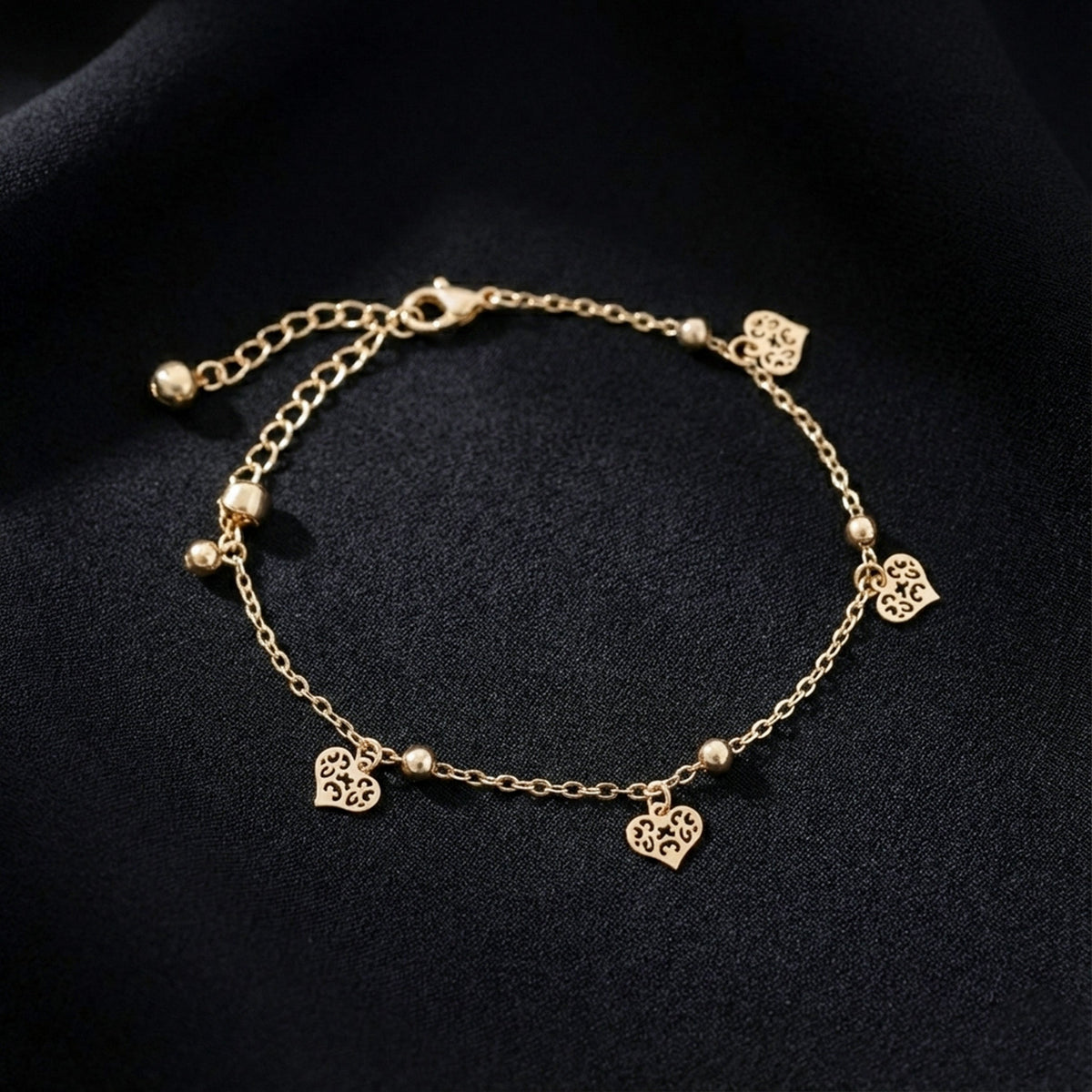 Minimalist Gold Heart Charm Anklet jewellery product view 1