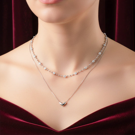 Luxpenny Dual Layer Silver Heart Necklace jewellery product view 2