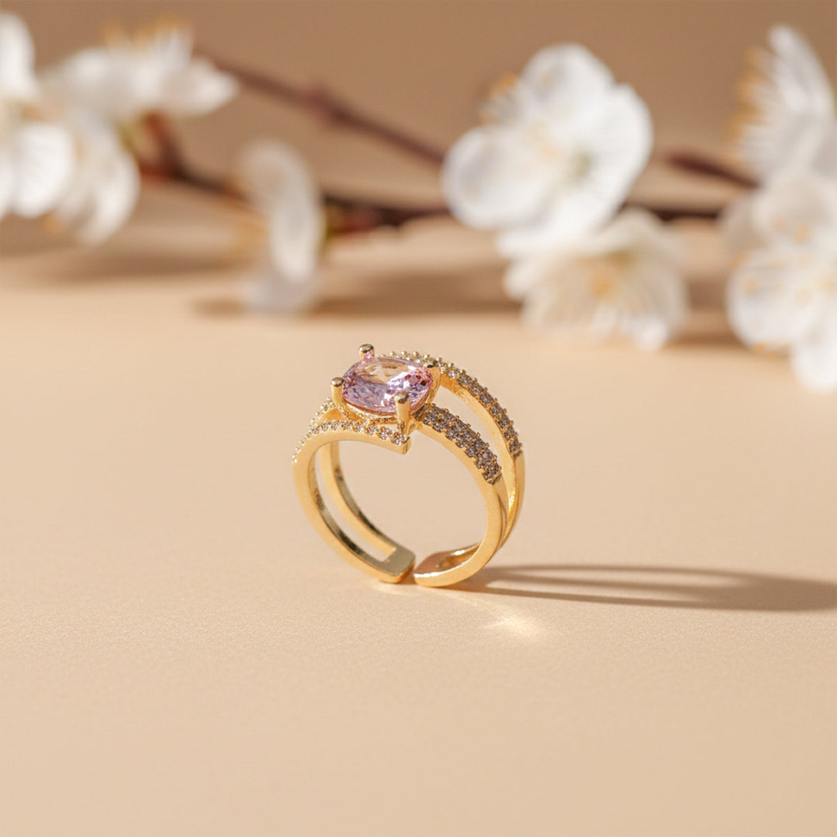 Blush Crown Pink Solitaire Ring jewellery product view 2