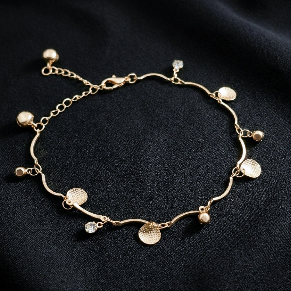 Luxpenny Signature Gold Charm Anklet jewellery product view 2