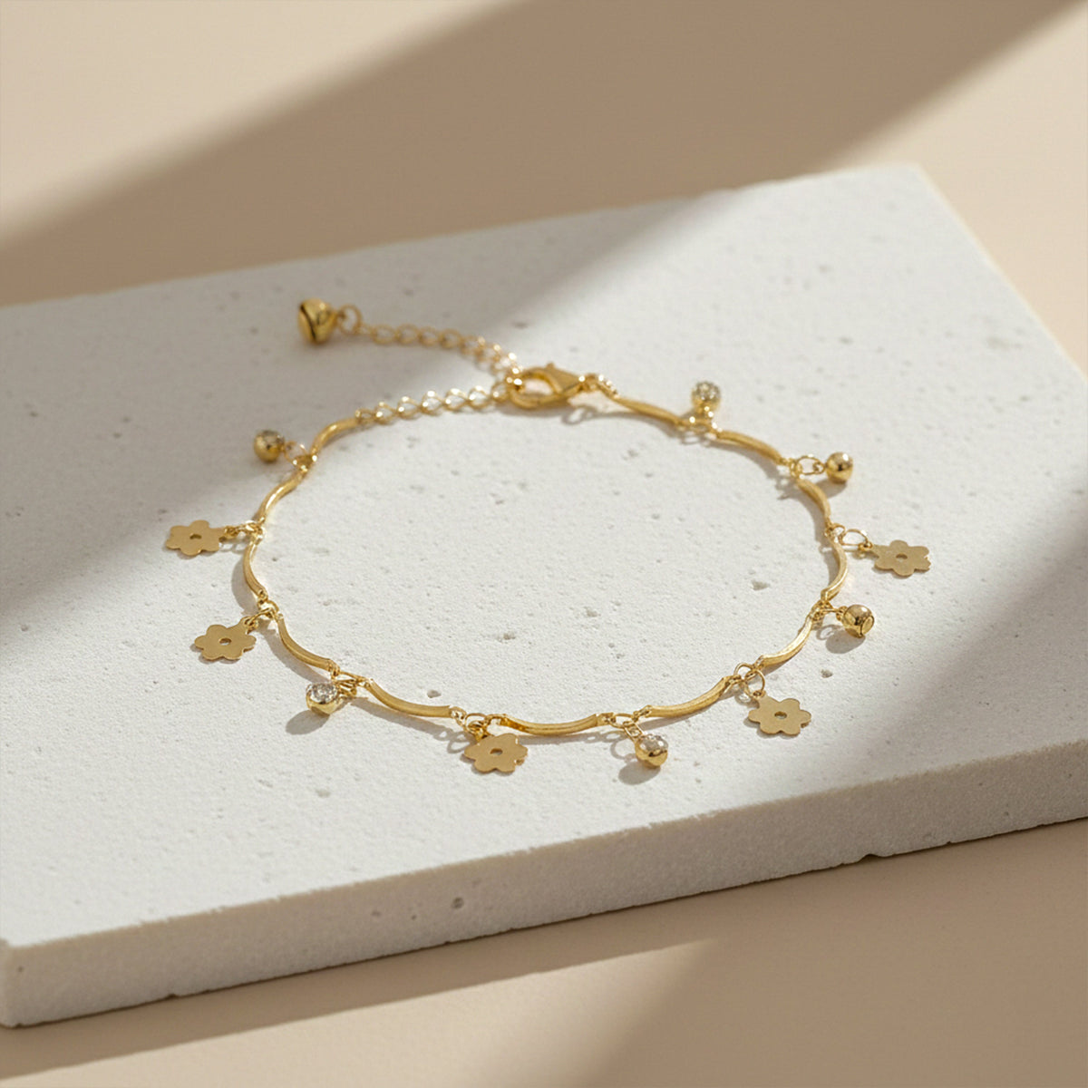 Golden Blossom Charm Anklet jewellery product view 1