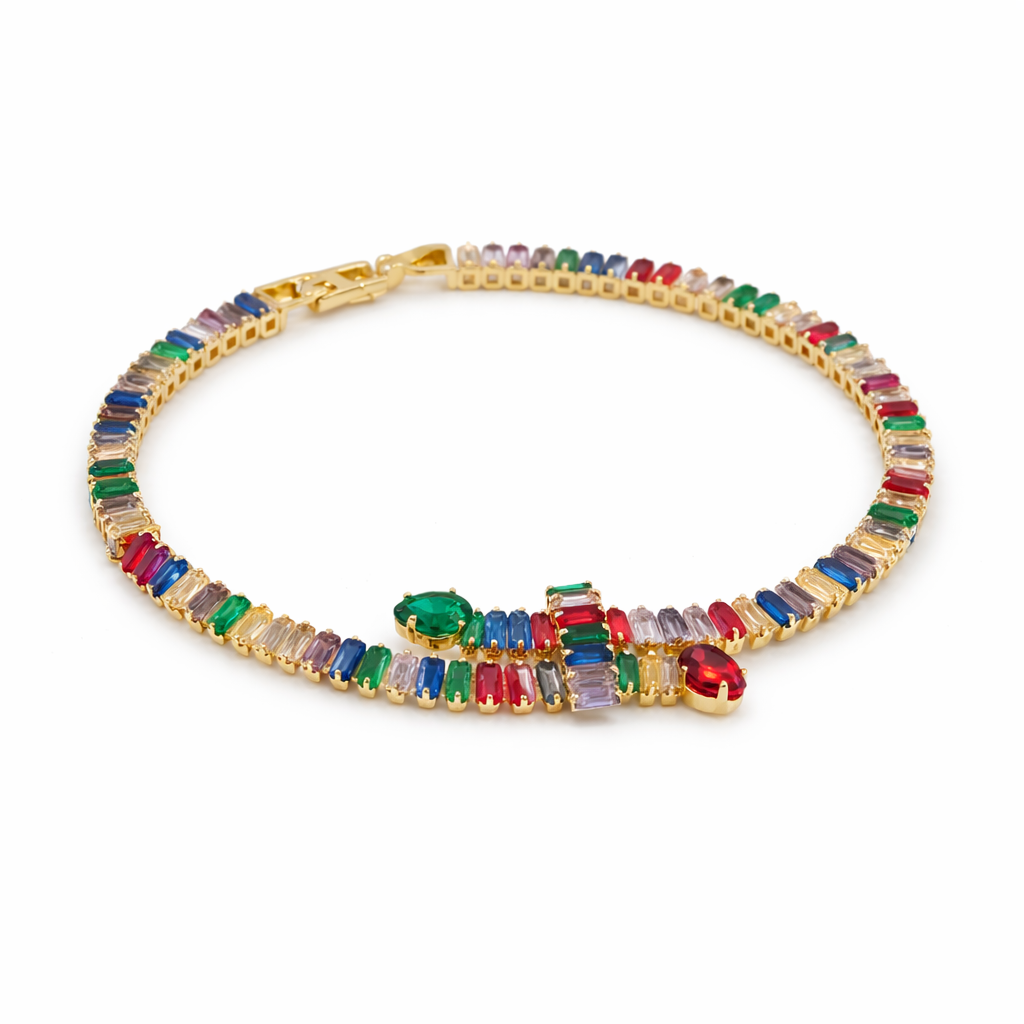 Regalia Rainbow Baguette Tennis Bracelet jewellery product view 6