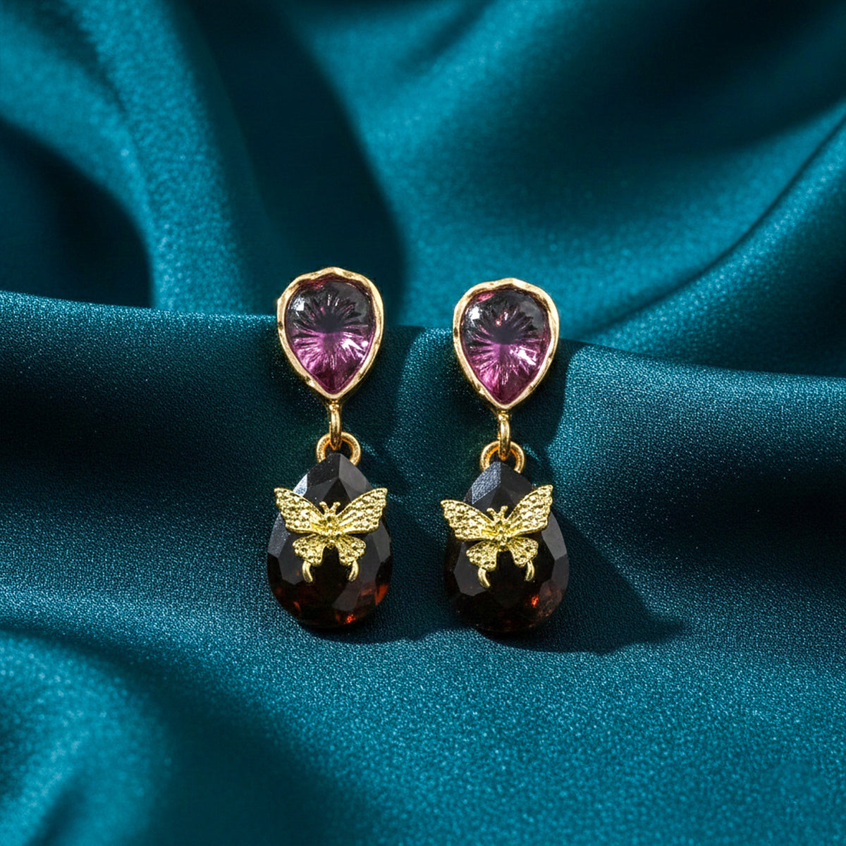 Butterfly Gemstone Drop Earrings jewellery product view 1