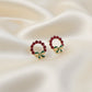 Crimson Elegance Bow Circle Earrings jewellery product view 1