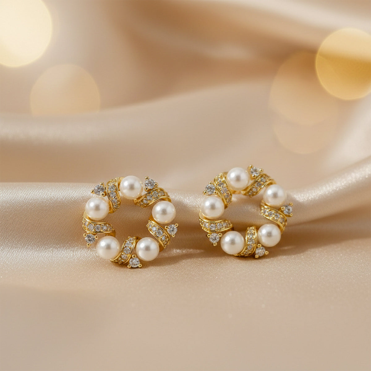 Pearl Luxe Circle Earrings jewellery product view 2