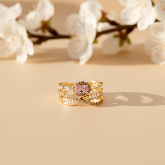 Blush Royale Pink Diamond Criss-Cross Ring jewellery product view 1