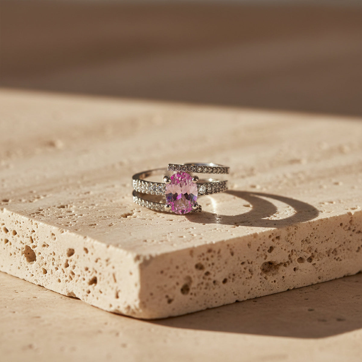 Pink Sapphire Diamond Split Band Ring jewellery product view 1