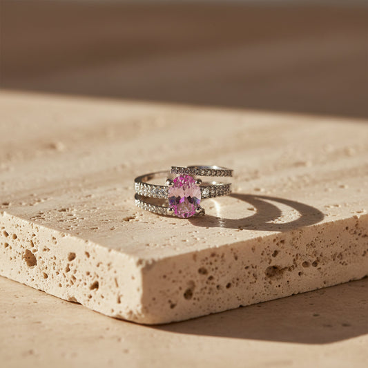 Pink Sapphire Diamond Split Band Ring jewellery product view 1