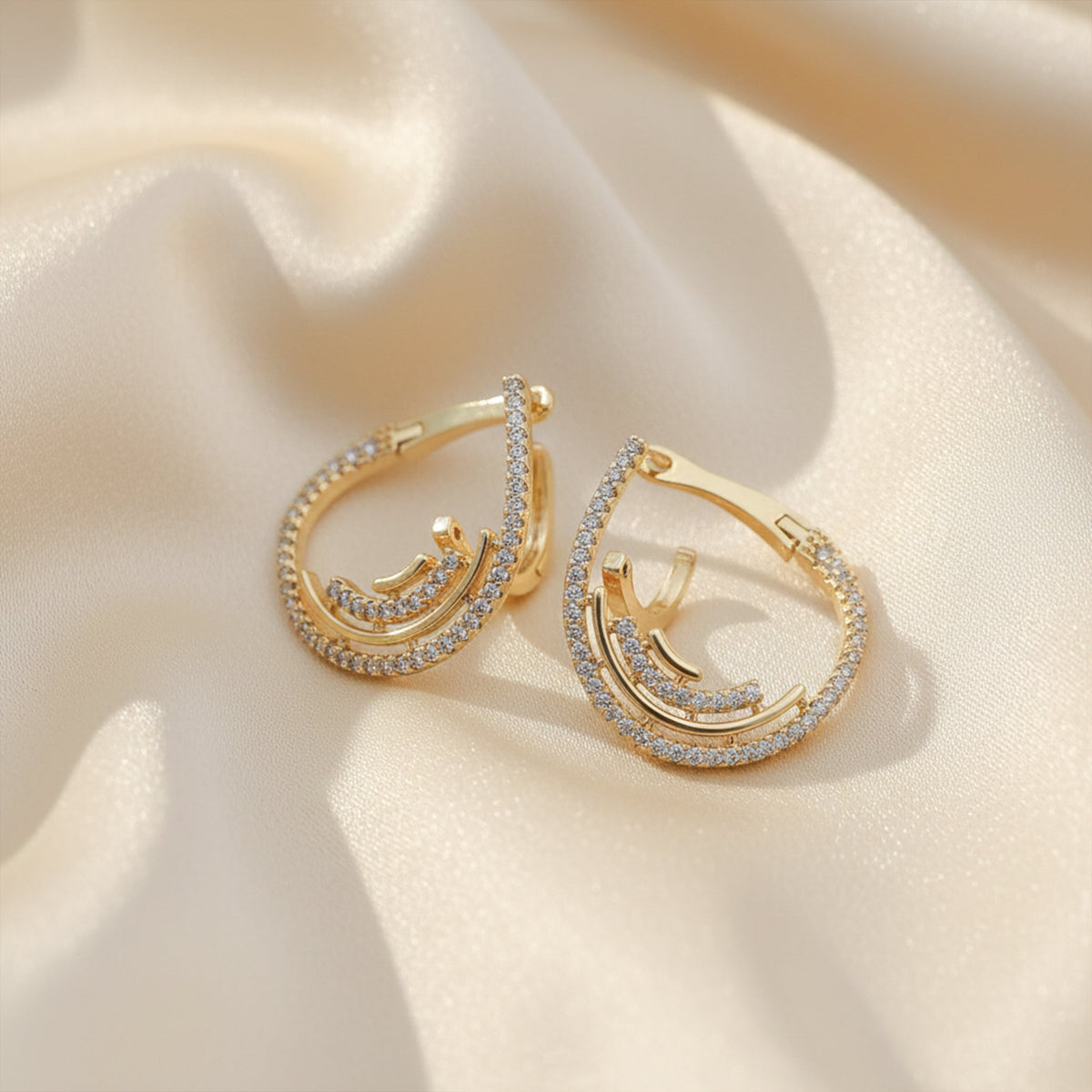 Elite Halo Zircon Hoop Earrings jewellery product view 1