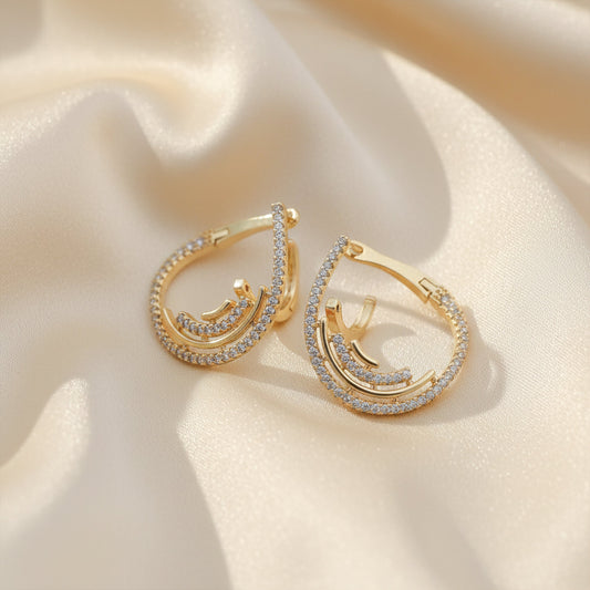 Elite Halo Zircon Hoop Earrings jewellery product view 1