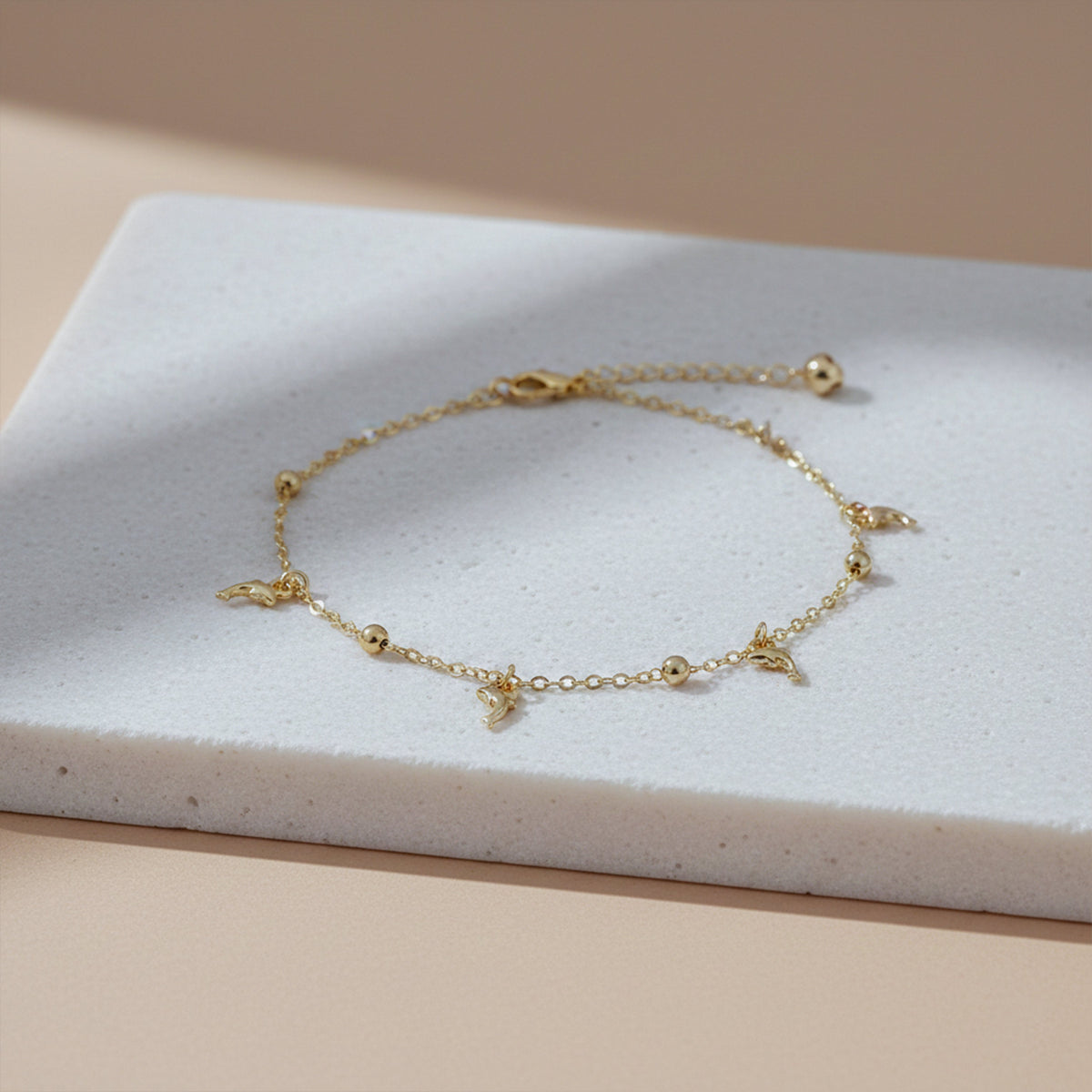 Premium Dolphin Charm Gold Anklet jewellery product view 2