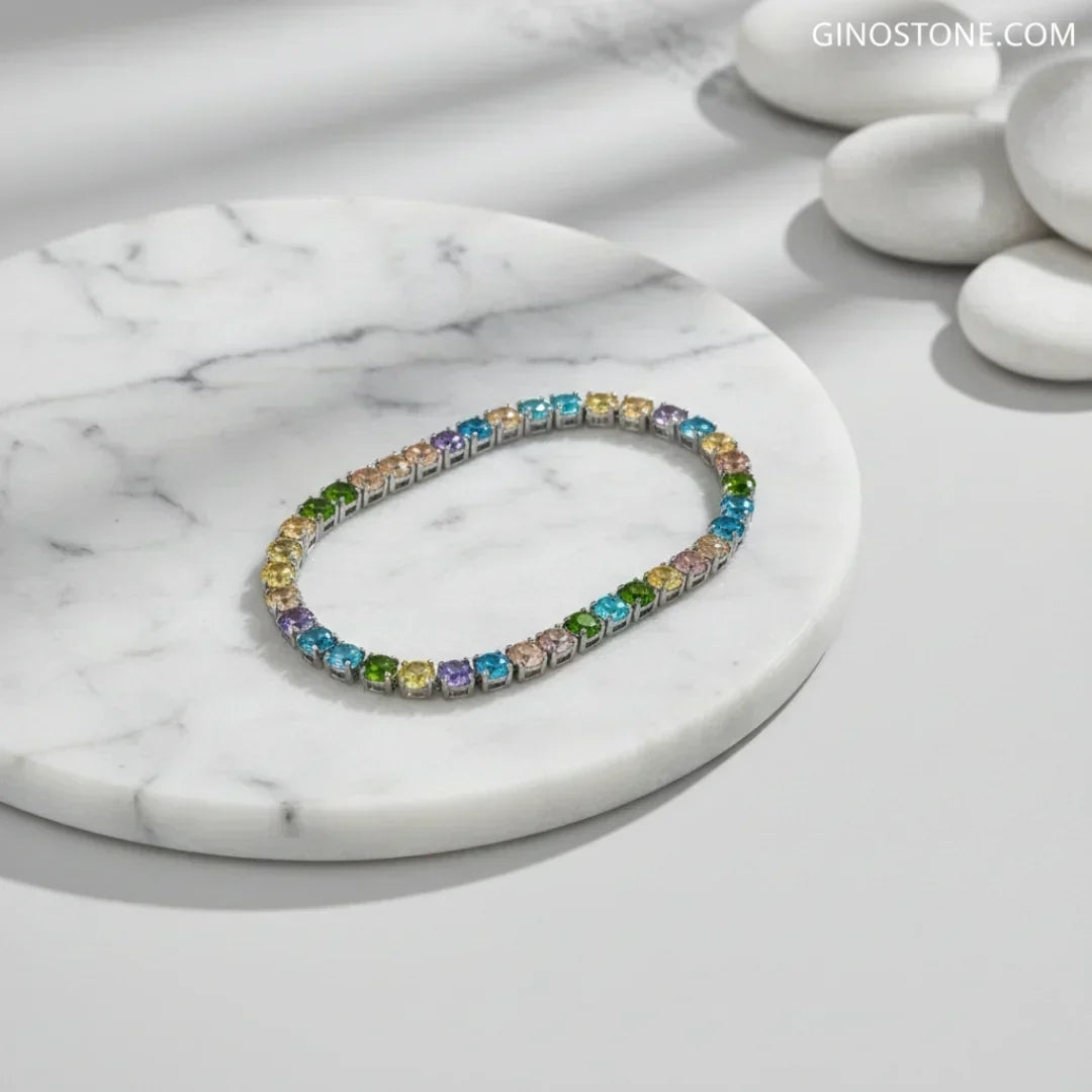 Multi-Color Gemstone Tennis Bracelet jewellery product view 2