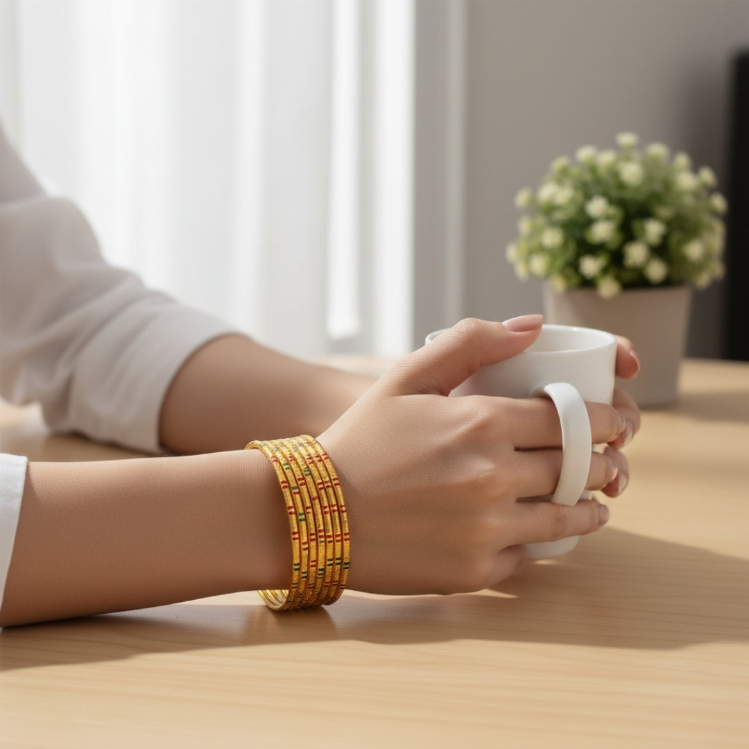 Jiswika Traditional Gold Bangles jewellery product view 3