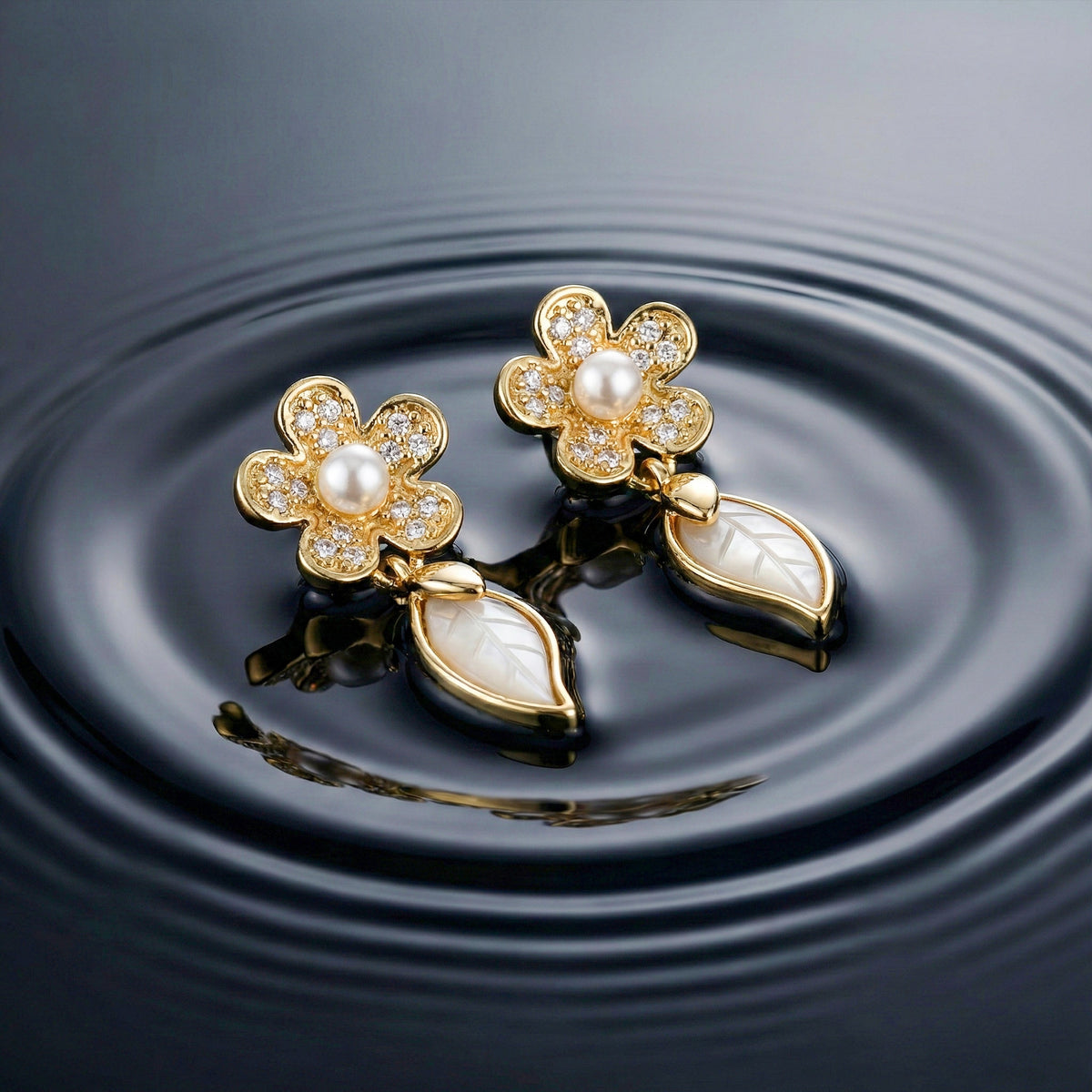 Nazakat Pearl Flower Earrings jewellery product view 3