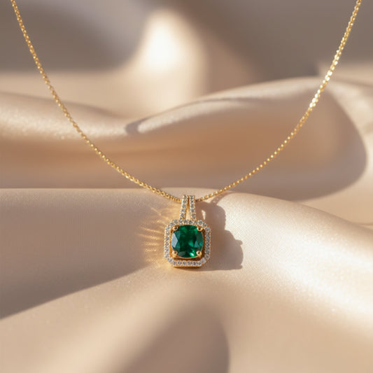 Velora Emerald Pendant Necklace jewellery product view 1