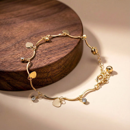 Amoura Gold Heart Anklet jewellery product view 1