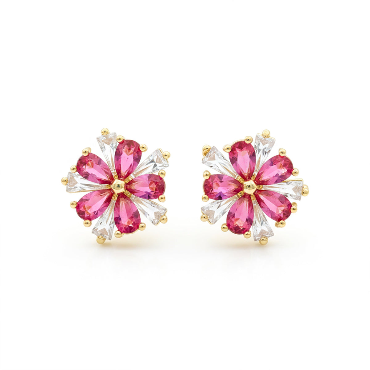Crimson Flower Studs Earrings jewellery product view 6