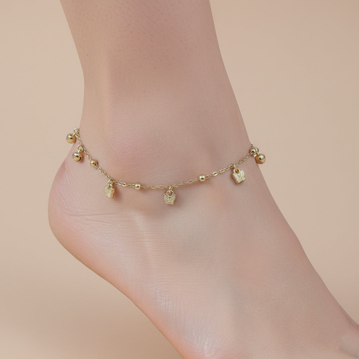 Golden Flutter Butterfly Charm Anklet jewellery product view 3