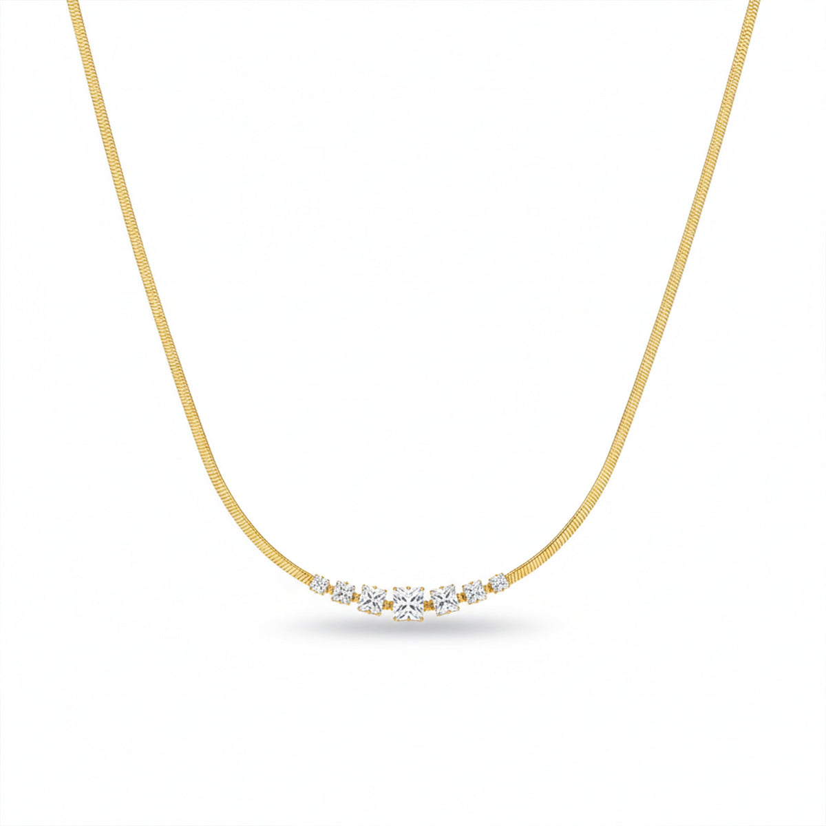 Celeste Diamond Curve Gold Necklace jewellery product view 4