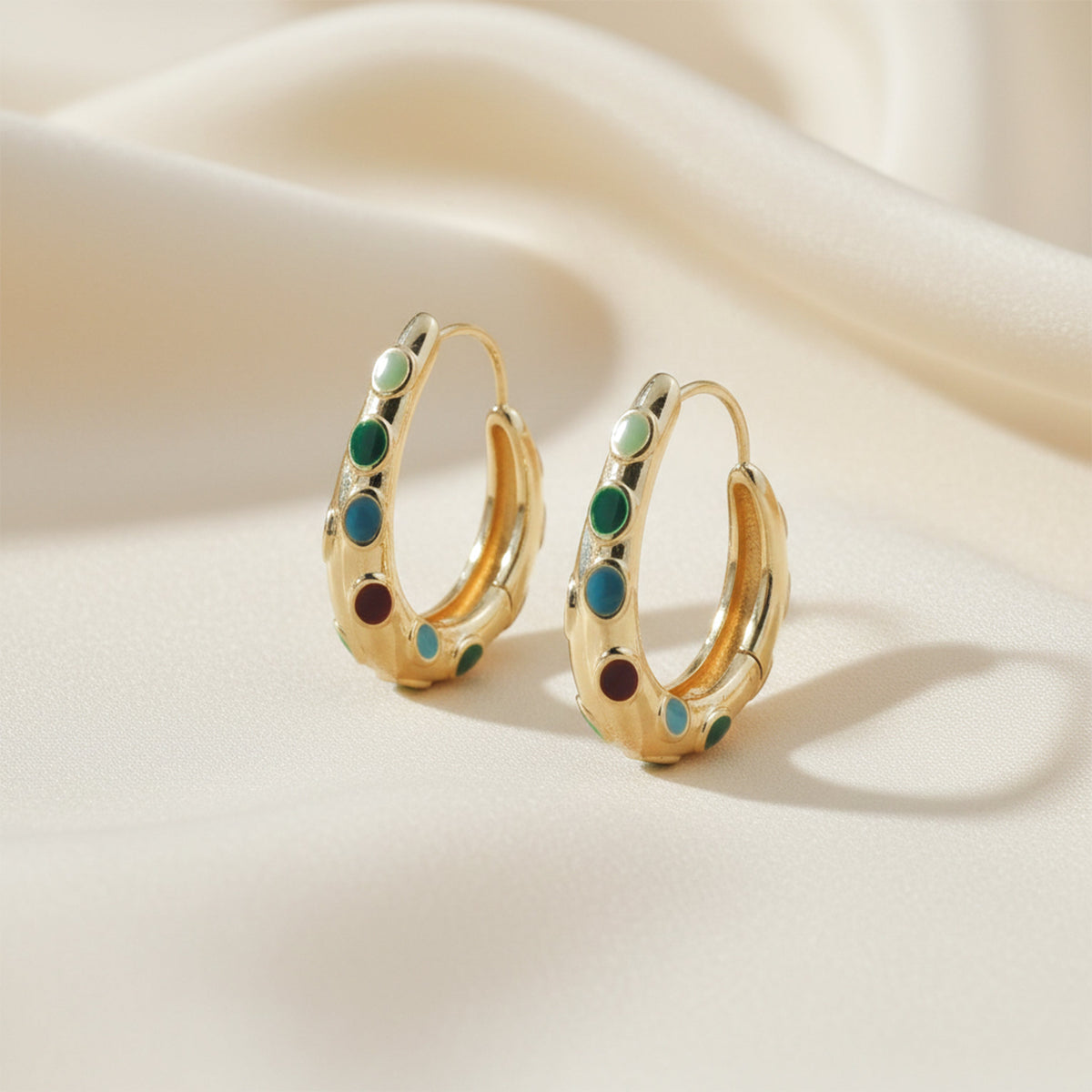 LuxeNova Colorstone Hoop Earrings jewellery product view 4