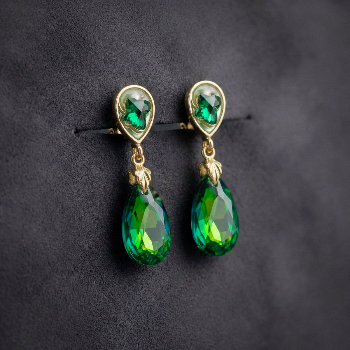 Serene Emerald Glow Earrings jewellery product view 4